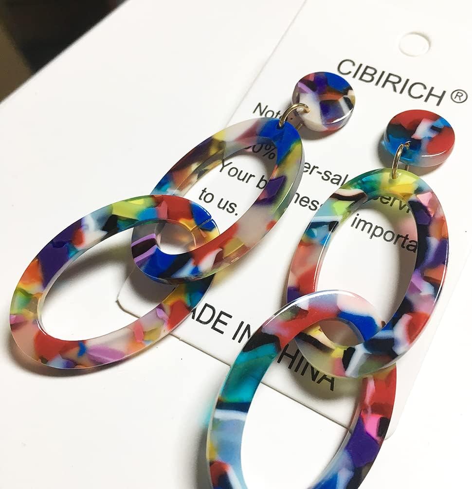 Acrylic Earrings for Women Multicolor Resin Earrings Statement Dangles Drop Earrings - Image 4