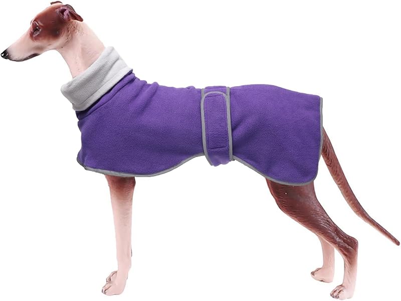 Jersey de felpa acogedor Geyecete Greyhound, abrigo de invierno para perros con forro polar cálido, ropa para perros al aire libre con bandas ajustables: púrpura-M