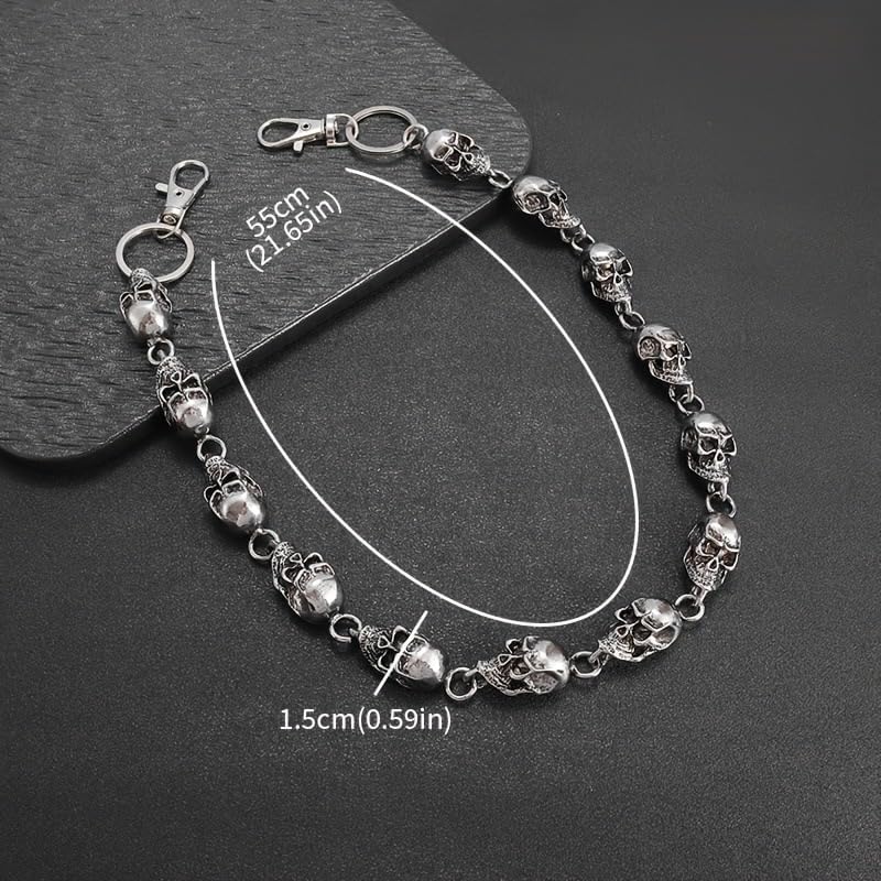 BaBakiak Punk Skull Wallet Chain, Goth Chains for Pants Jeans, Hip Hop Pocket Chain, Halloween Accessories for Men Women