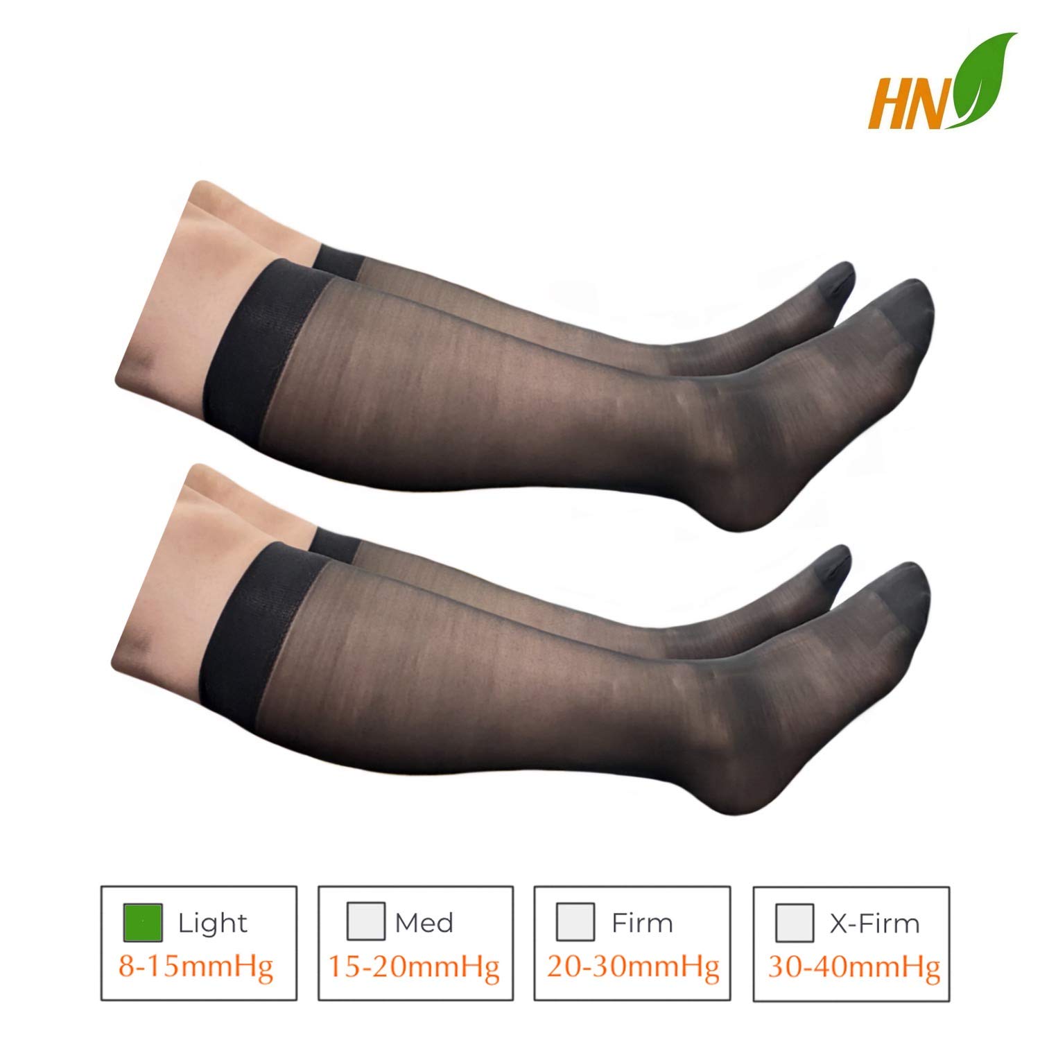HealthyNees Closed Toe 8-15mmHg Sheer Compression Leg Ultra Thin 2 Paar Socken