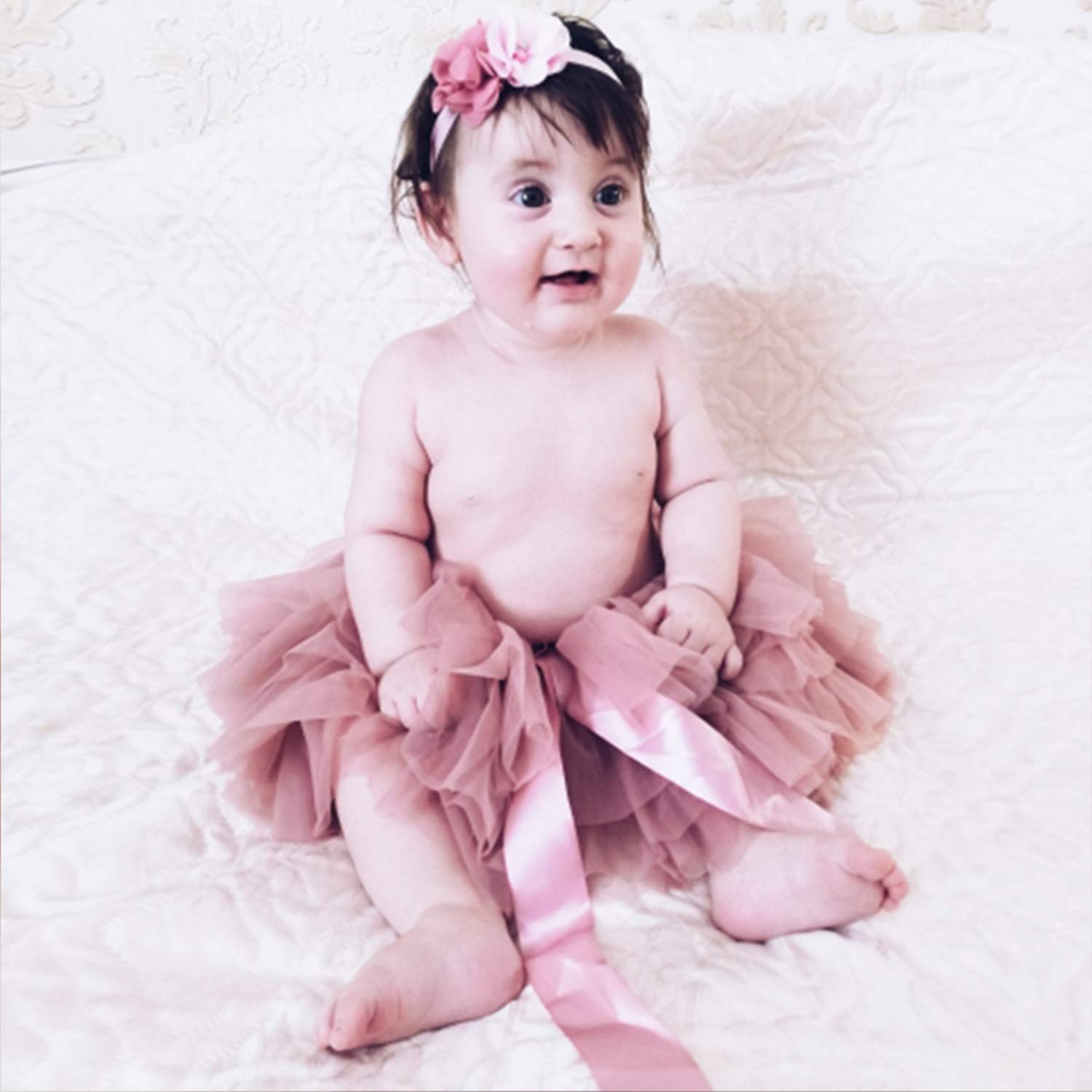 Ensemble jupe tutu pour bébé fille avec couvre-couche en tulle et bandeau