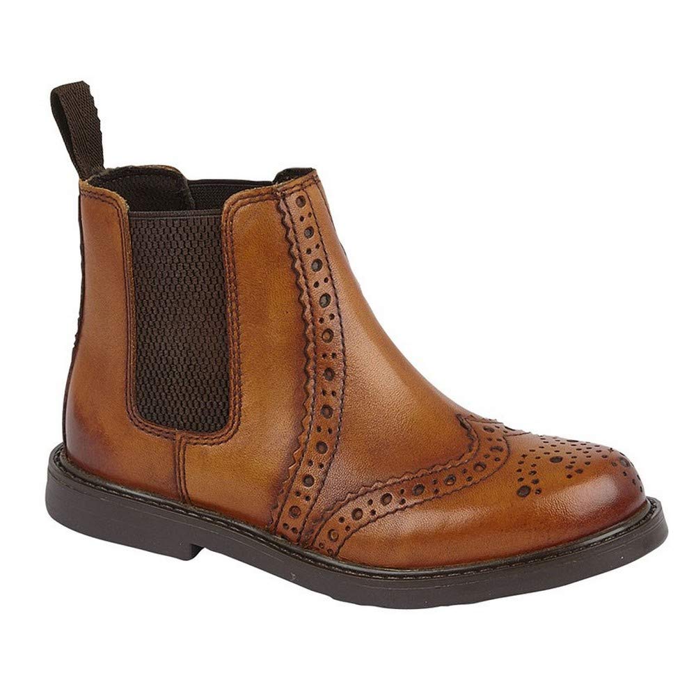 Johnny Boys Leather Brogue Chelsea Boots Tan