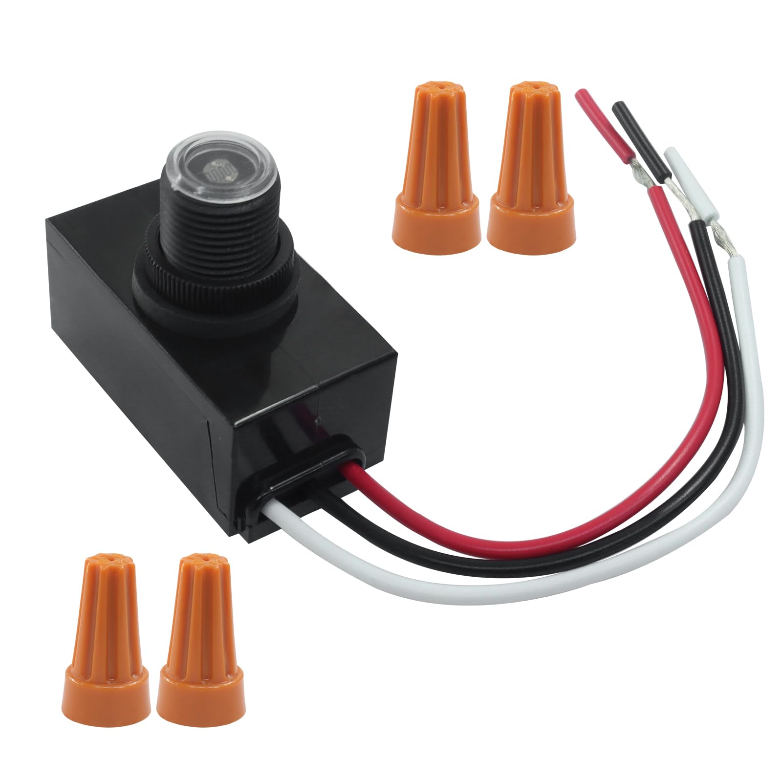 1 Pack dusk to dawn sensor for outdoor lighting, photocell light sensor, 120-277V photoelectric switch replacement with wire caps, pole light-image-5