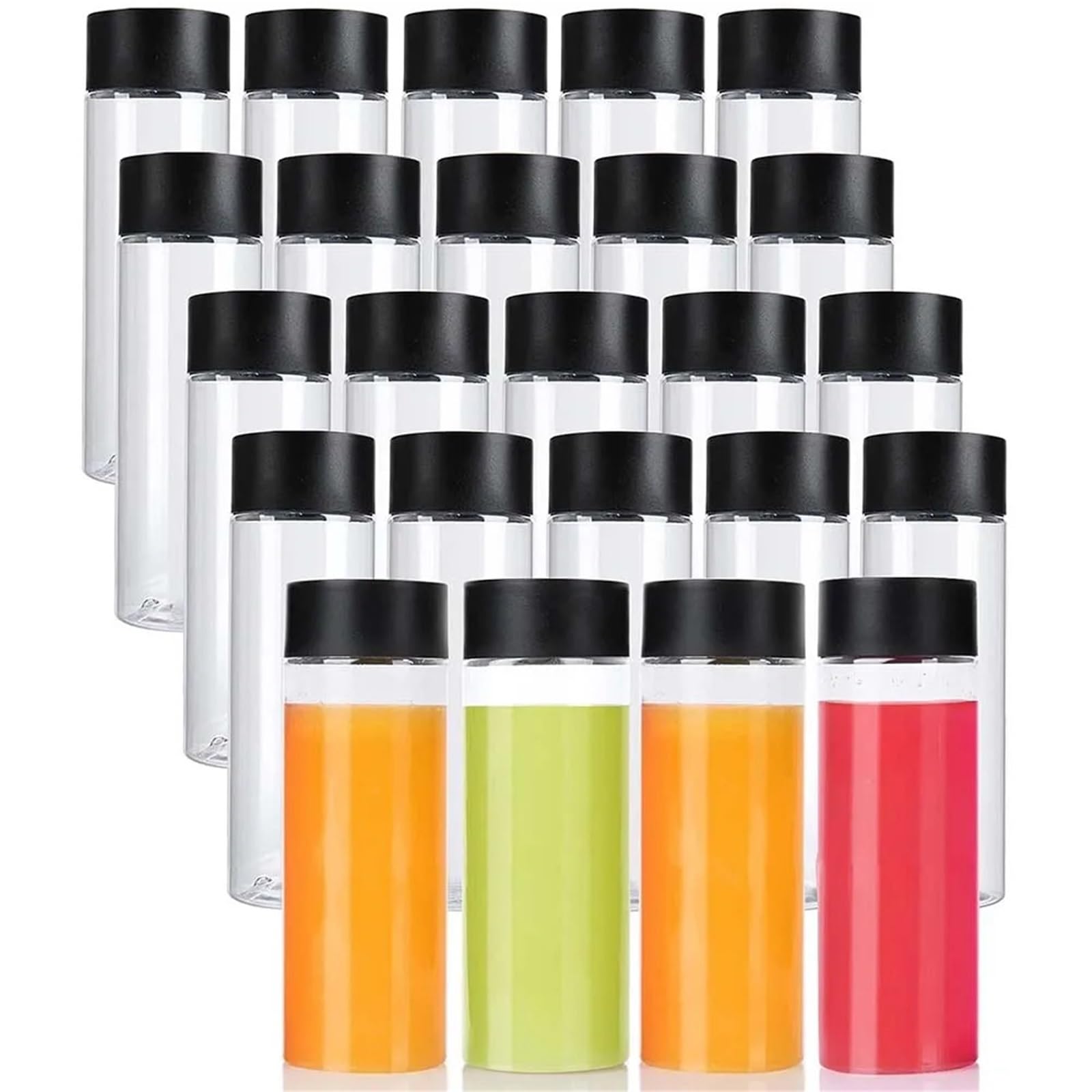 EnxJire Plastic Juice Bottles 6/12/24PCS 10OZ Clear PET Plastic Juice Bottles With Black Lids Smoothie for Kitchen(6PCS)