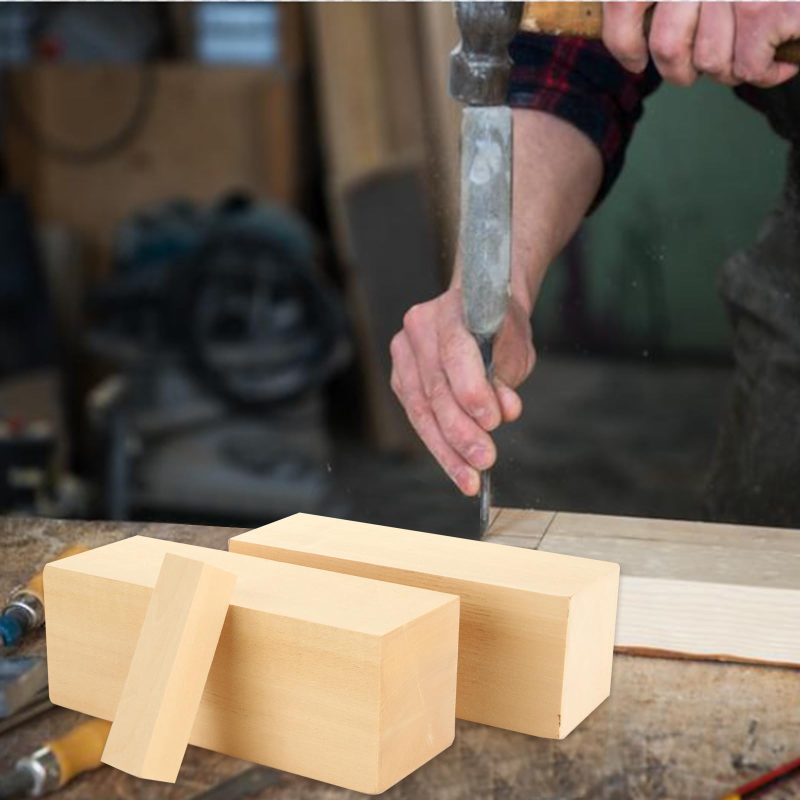 MEIDIV 8PCS 2 Size Basswood Carving Blocks, 20x7.5x7.5cm Large Carving Wood Blocks, 10x2.5x2.5CM Whittling Wood Blocks - Image 3