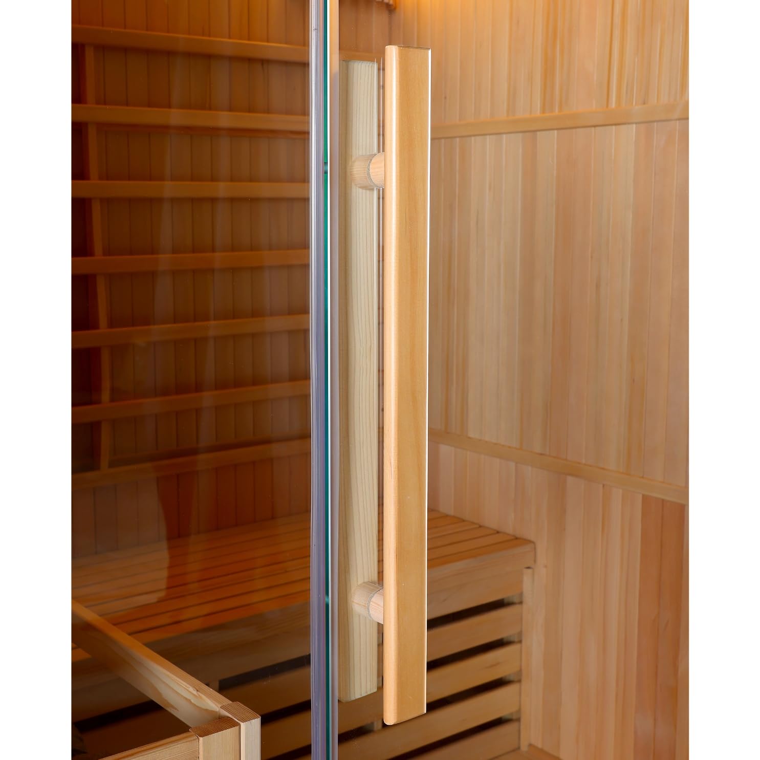 Riga Sauna finlandais pour 3 personnes avec pierres de sauna, verre de sécurité, seau avec créateur, thermomètre et sablier, dimensions : 150 x 120 x 190 cm