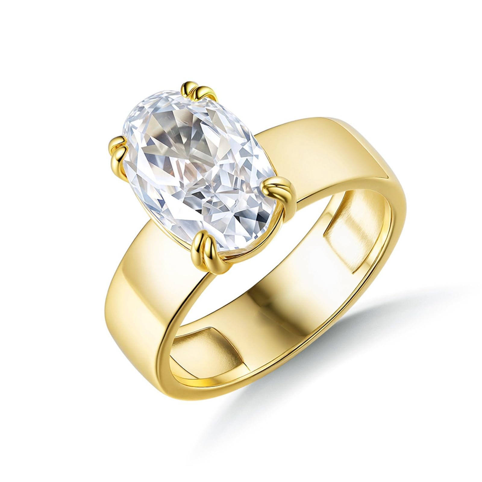 Obrączka ślubna z żółtego złota z moissanitem 4,5 ct, pierścionek ślubny, prawdziwe złoto, pierścionek zaręczynowy dla kobiet