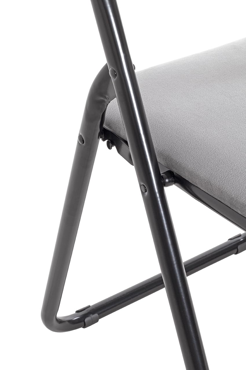 HAKU Set di 6 sedie pieghevoli grigio, nero, Metallo, tessuto di velluto - Dim. L 45,00 cm x A 81,00 cm x P 45,00 cm, Stile Moderno