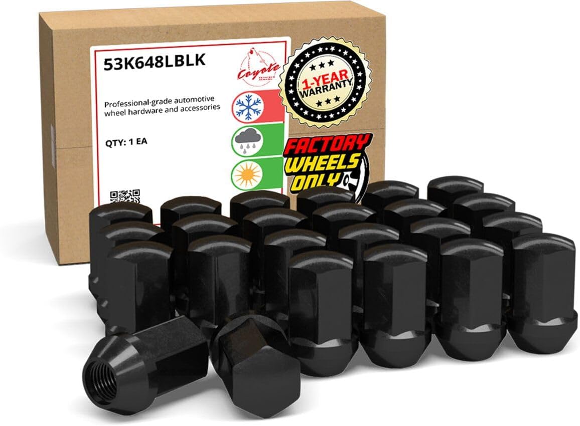 Wheel Accessories Parts 24 Pcs M14x1.5 14x1.5 Thread OEM Style Lug Nuts 1.77" Long Black 7/8" 22mm Hex Fits Chevy Silverado 1500 ｜ GMC Sierra 1500 ｜ Cadillac Escalade GM 9596070 ｜ 611-236