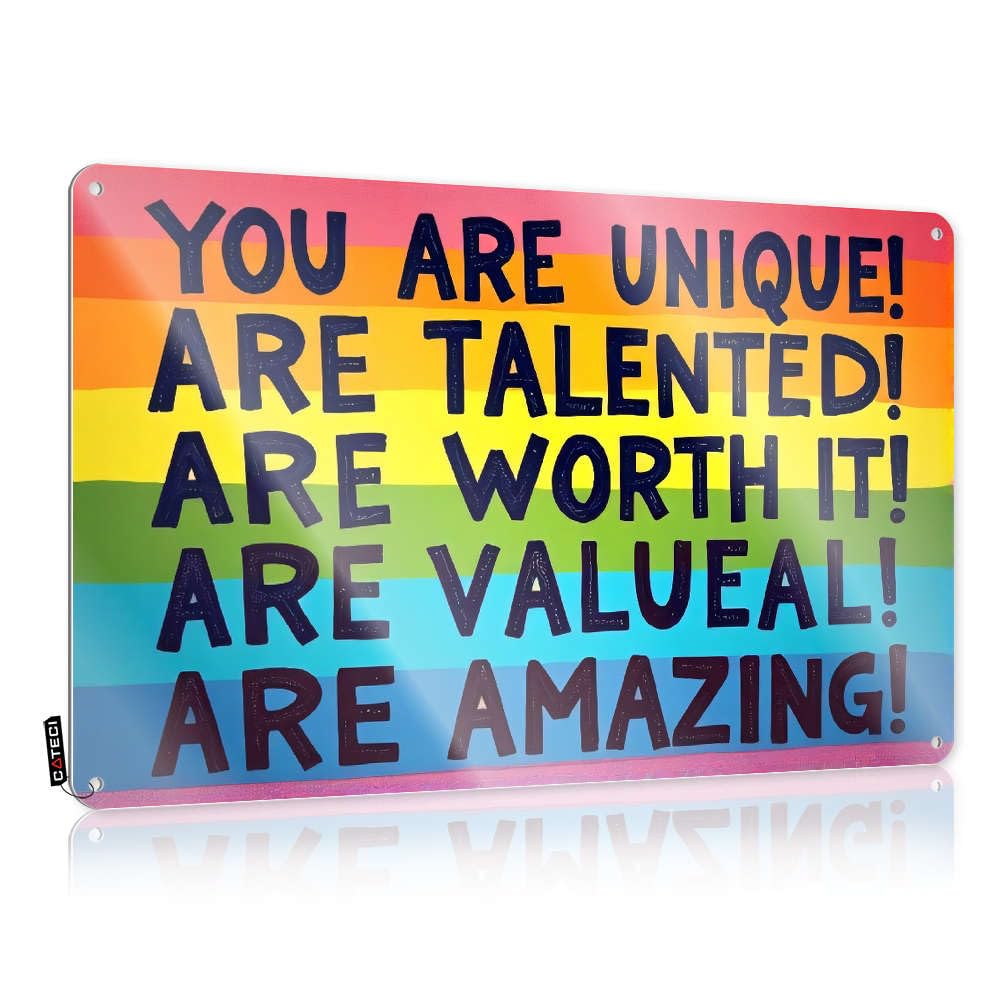 Fzfn Colour Stuff Soft Bath Funny Wall Art | You Are Unique, Talented, Worth It, Valuable, Amazing! Grunge For Outdoor Living Room(30X40cm)
