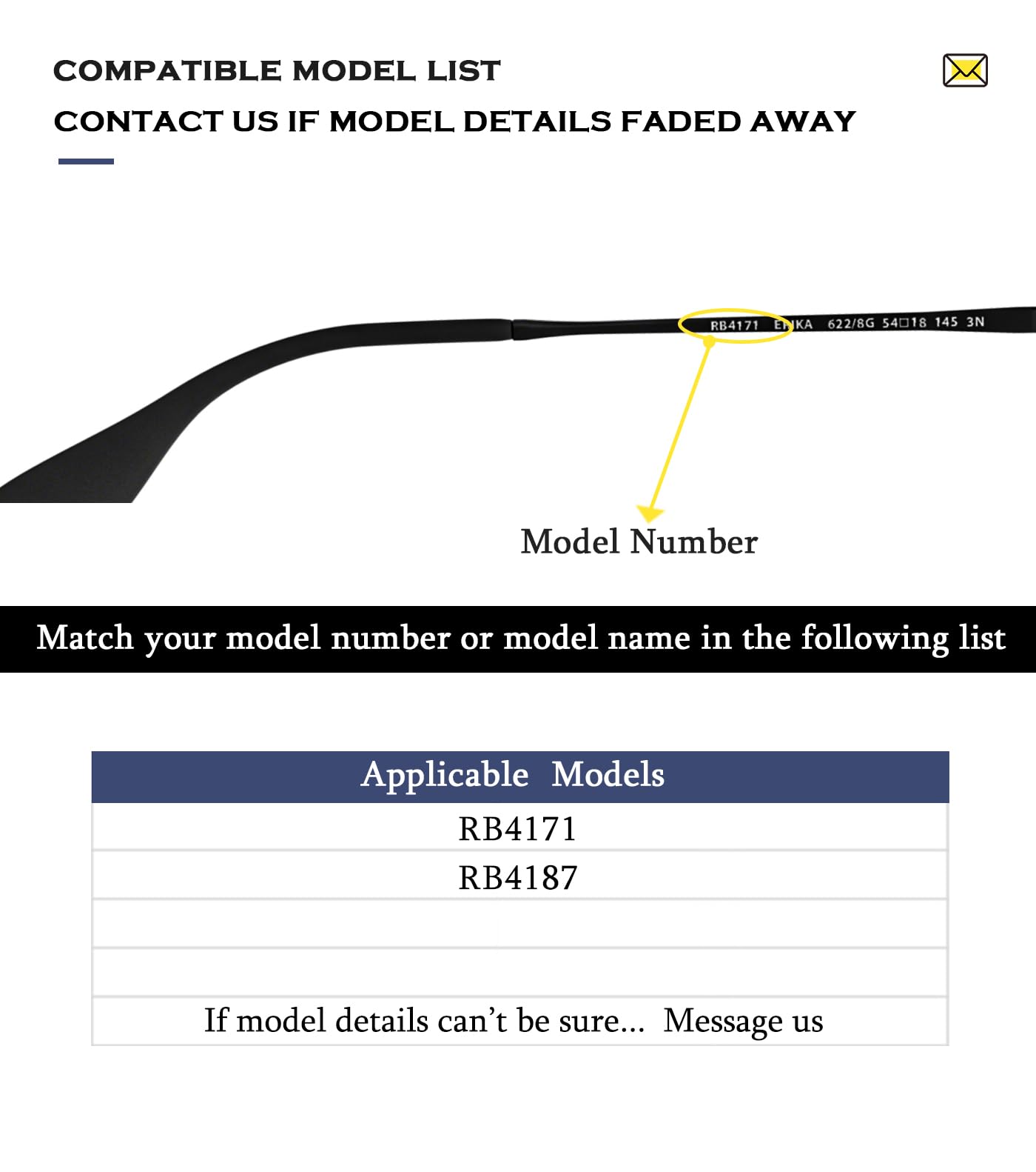 Zapasowy rękaw zauszników do okularów przeciwsłonecznych Ray-Ban RB4171 RB4187