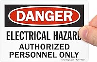 SmartSign 3.5x5" Laminated Vinyl Danger Sign - Electrical Hazard Authorized Personnel Only | Durable Black/Red on White