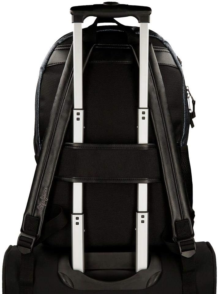 Pepe Jeans Chemistry Anpassbarer Laptop-Rucksack Blau 32x44x15 cms PU und Polyester 15,6" 21.12L