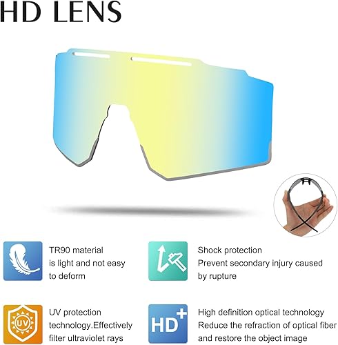 Vista 131 de OULAIQI Cycling Sunglasses Polarized Sunglasses for Cycling Men Women with 1 Lens or 3 Interchangeable Lens Baseball Glasses