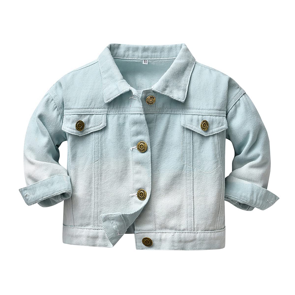Symunnia Toddler Baby Boys Girls Fall Clothes Thin Denim Jackets Kids Tie Dye Ripped Jean Coats Button Down Outerwear(6-12months,Light-blue)