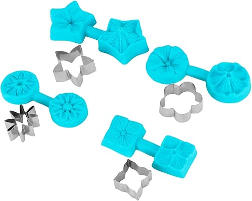 Vista 9 de Pastel de fondant, 4 juegos de flores, pastel de fondant, margarita, rosa, crisantemo, pastel de chocolate, bandeja de silicona para dulces con 4