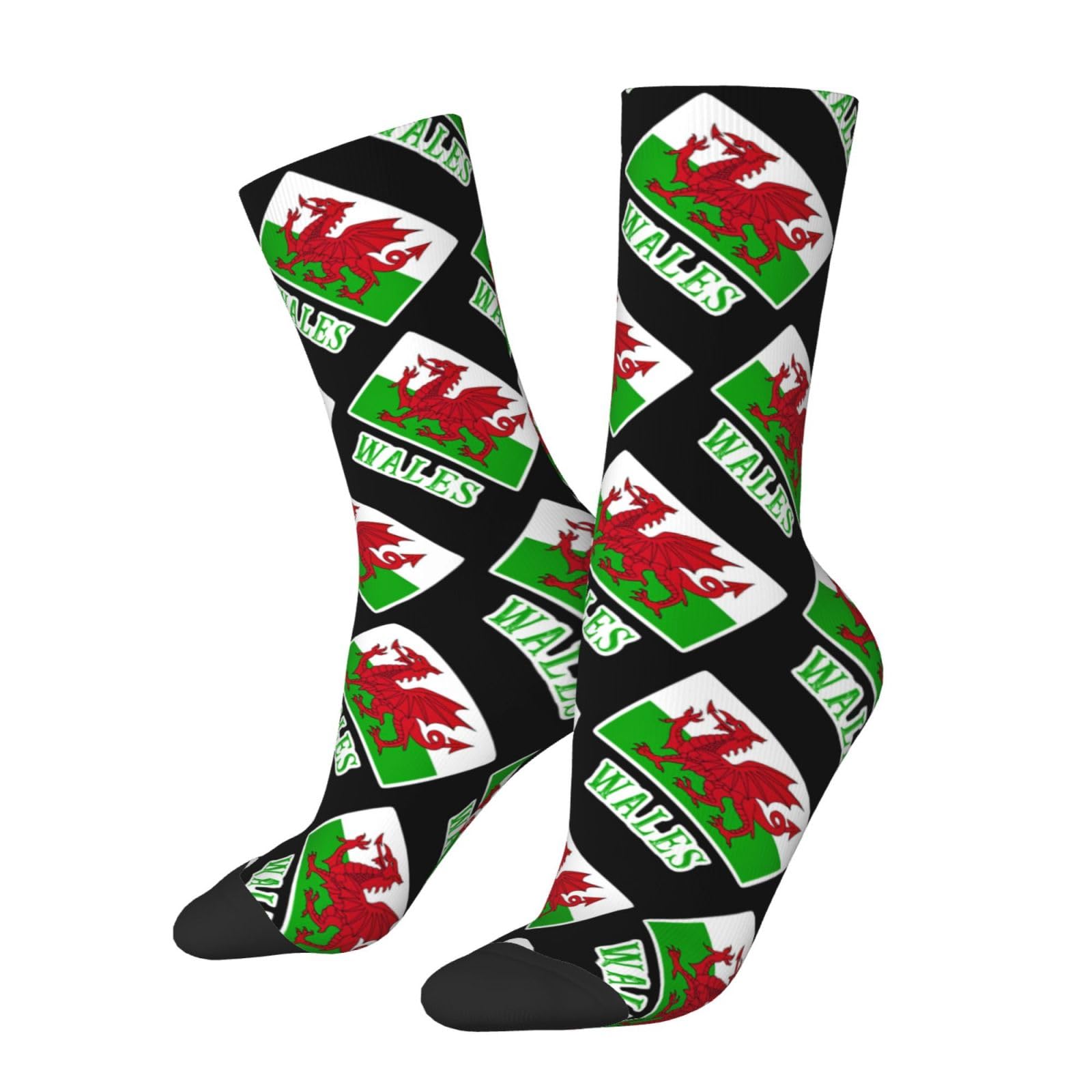 Kwqdozf Unisex As Pic Welsh Cymru Flags Socks Funny Novelty Crew Socks Gift For Men Women Teen