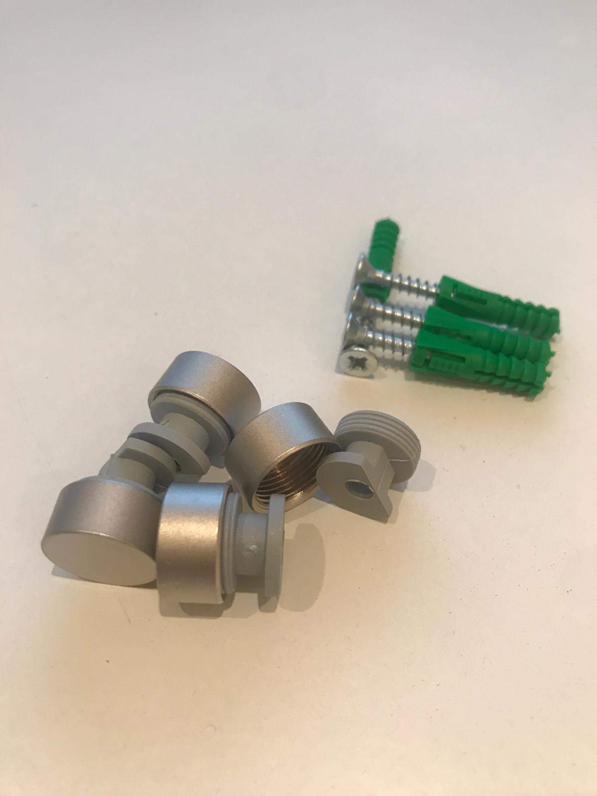 Round Mirror Holder Clips- MATT Chrome (4 in-Pack) Heavy Duty, Fits Most Mirrors and Pictures, Screws and Anchors Wall Mount Bracket Tool Kit Included for Hanging