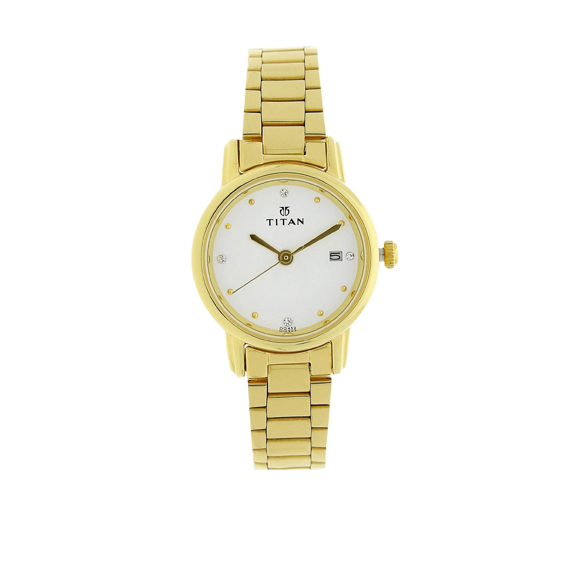 Titan Women Stainless Steel Analog White Dial Watch - 2572Ym01, Band Color-Gold (B072NC7GB5) Amazon Price History, Amazon Price Tracker