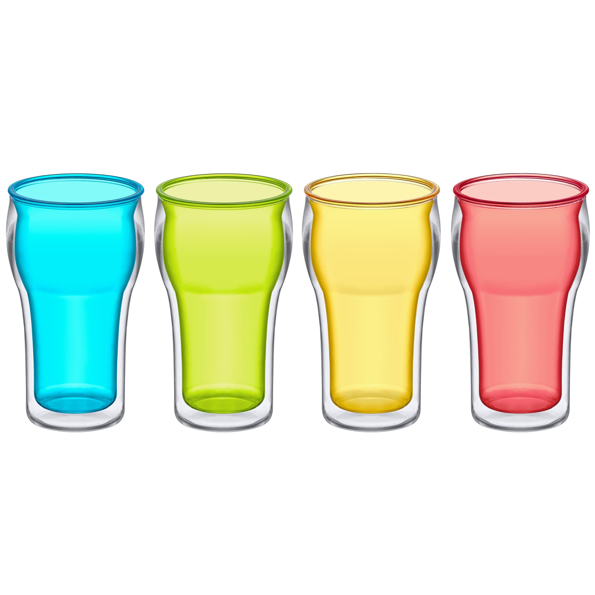 Amazing Abby - Rockies – 590 ml isolierte Kunststoffbecher (4er-Set), doppelwandige Kunststoff-Trinkgläser, gemischte Farben, wiederverwendbare Kunststoffbecher, BPA-frei, bruchsicher,