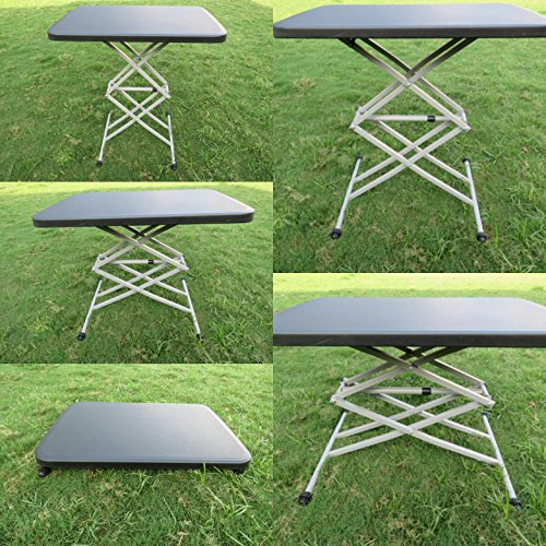 Image of AMAZE Alloy Steel Height Adjustable Variable Multi Height Scissor Outdoor Folding Table (Black, 2' x 1.5')