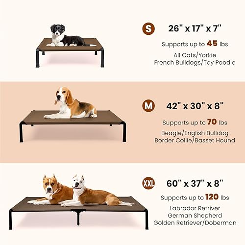 Miniatura 2 de Heeyoo Cama elevada para perro, cuna elevada para mascotas con tela de malla a prueba de mordidas y marco de acero, cama portátil para perro con
