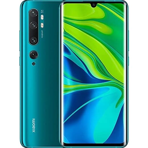 Xiaomi Mi Note 10 Smartphone, 6 GB RAM + 128 GB ROM, Schermo 3D Curved Amoled 6.47", Penta Camera 108 MP, Selfie camera da 32 MP, 5260 mAh, Verde (Aurora Green)