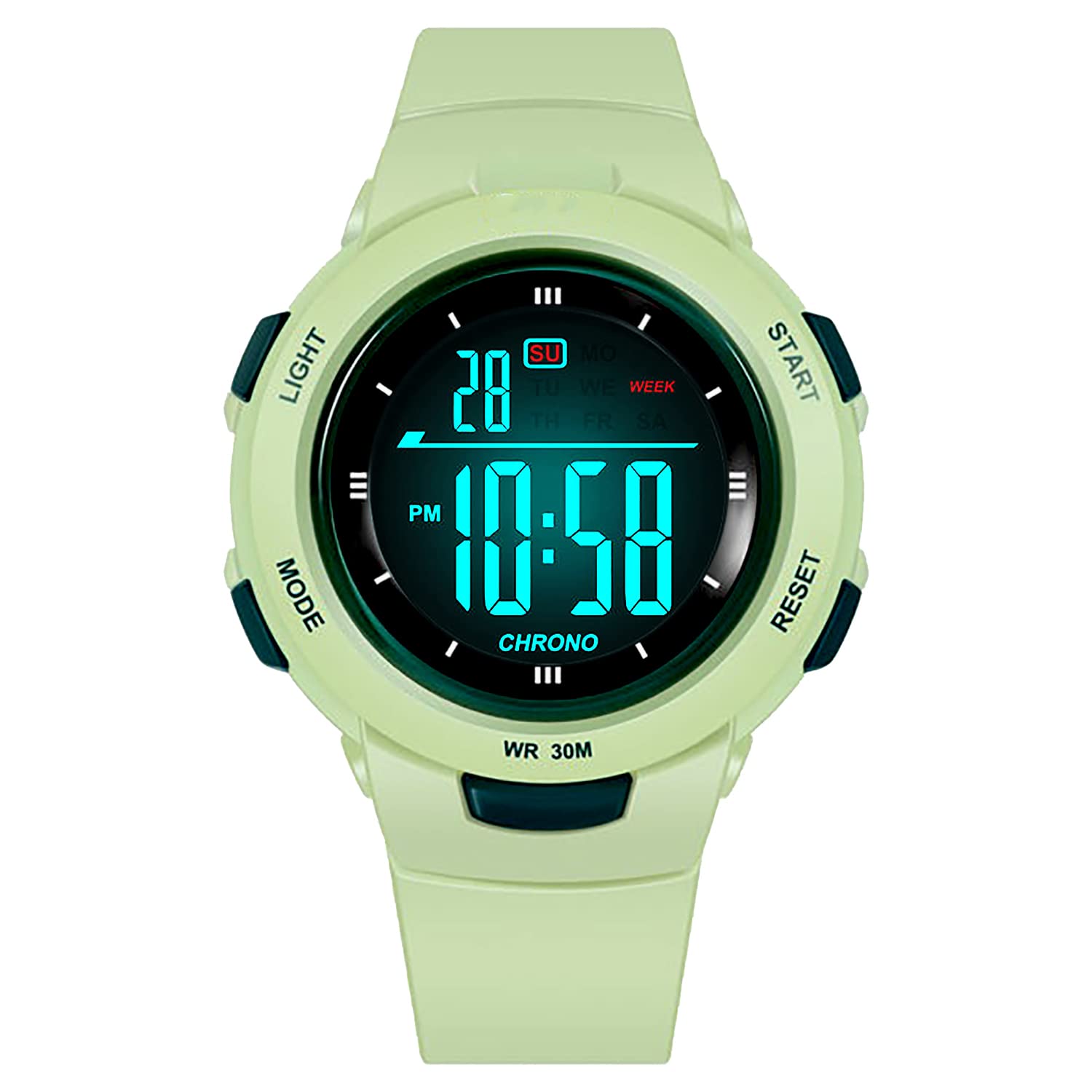 Time Up Digital Dial Big Size,Alarm with Sound,Colorful Glowing Light & Waterproof Watch for Boys & Girls-DET17L-X (Light Green) (B09RB98JHY) Amazon Price History, Amazon Price Tracker
