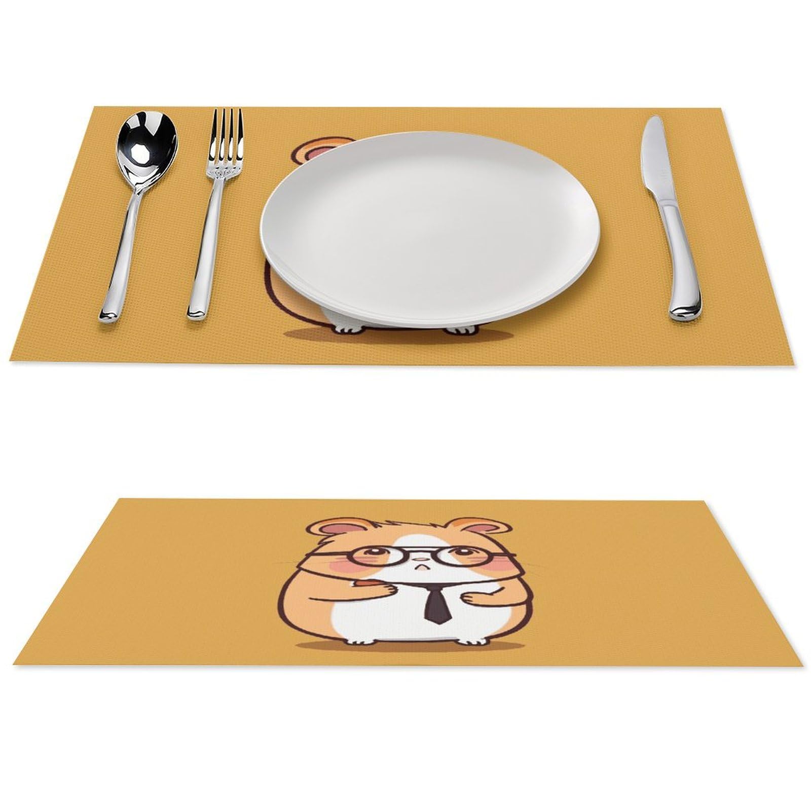 Set de table antidérapant PVC lavable sous-plat cuisine rigolo hamster lot de 2