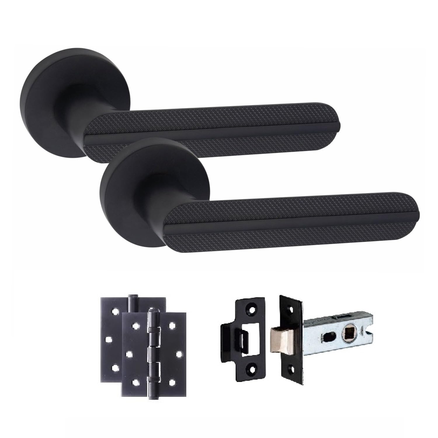 Golden Grace Matt Black Modern Lima Door Handle Set - Premium Design