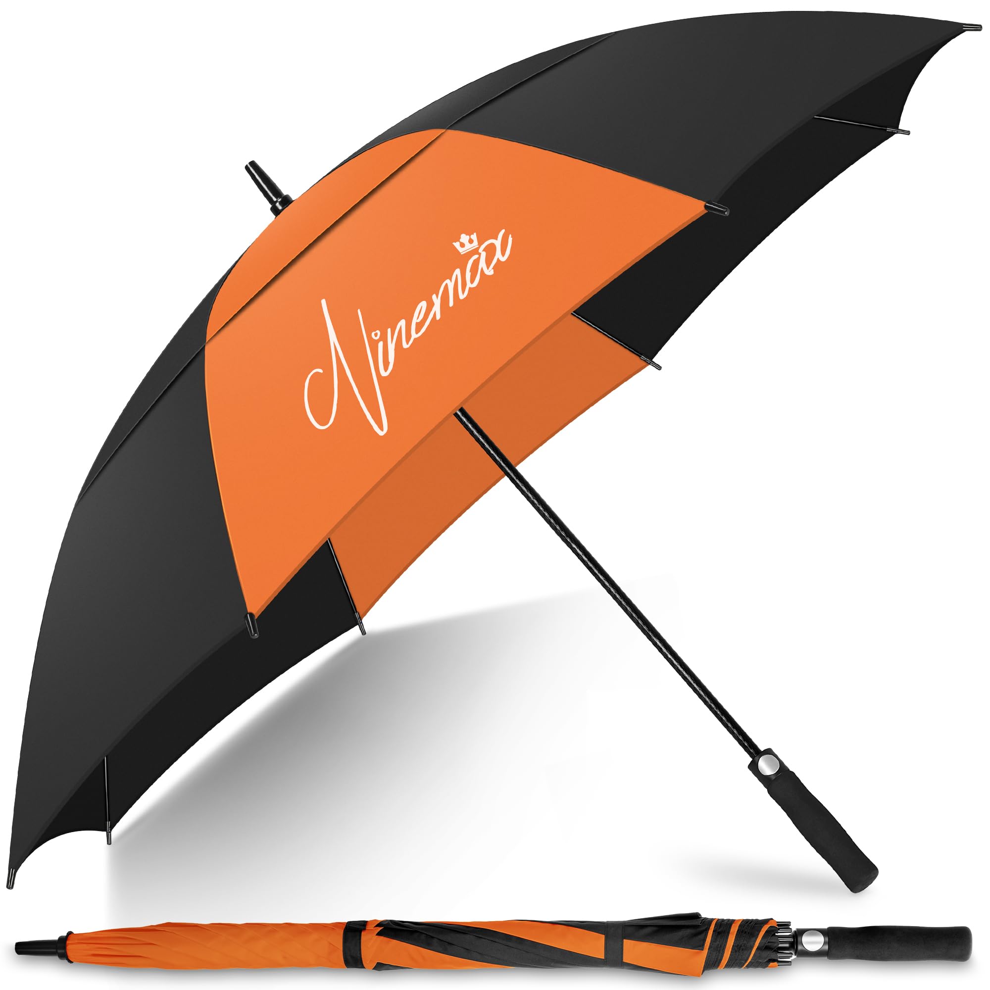 NINEMAX Golf Regenschirm Groß Sturmfest XL/XXL,Großer Regenschirm Sturmfest | Stabil Golfschirm Gross für Herren Damen 2 Personen