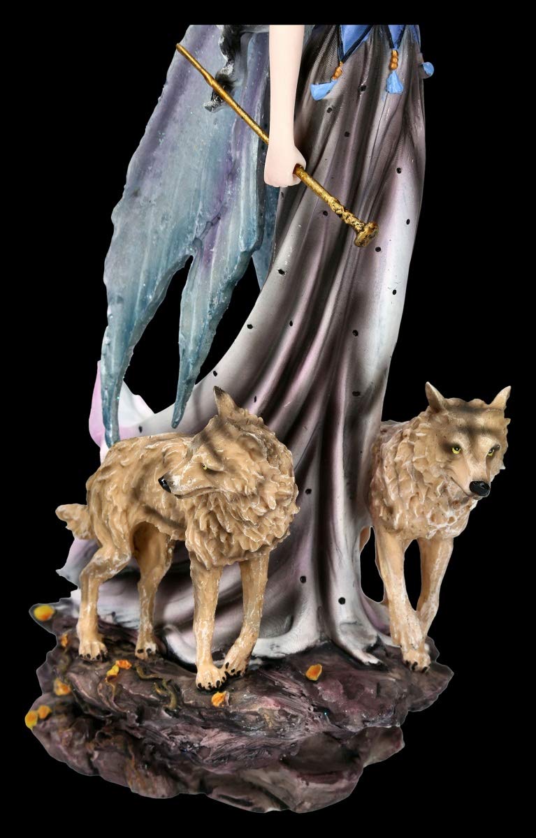 Figuren shop gmbh Elfi Figura Fantasia - Mohammed con Lupi Fata, Fairy, Angelo, Figura-Decorativa, Articolo Decorazione, Statua, Scultura, H 25 CM