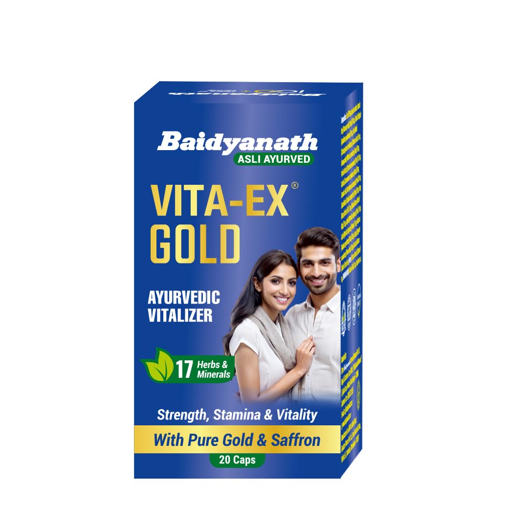 Baidyanath Vita ex Gold |Made with Pure Himalayan Shilajit, Ashwagandha & Safed Musli| Boosts Strength, Power & Stamina - 20 Capsules