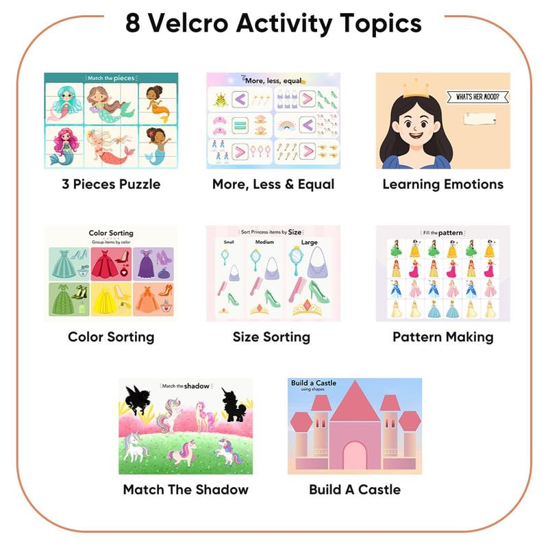 Image of Curious Cub Montessori Princess Busy Book | Toddler Busy Binder for 2-5 Years | Activity Book with Counting, Colour Sorting, & Wipe-Clean Pages | Learning Books for 2+ Year Old