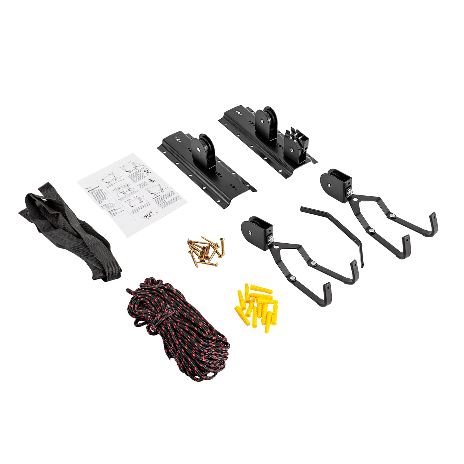 Elevador de bicicletas con polea para bicicleta,soporte de techo para bicicletas eléctricas de hasta 60 kg,juego de 2 unidades para colgar en el techo,montaje en techo,color negro