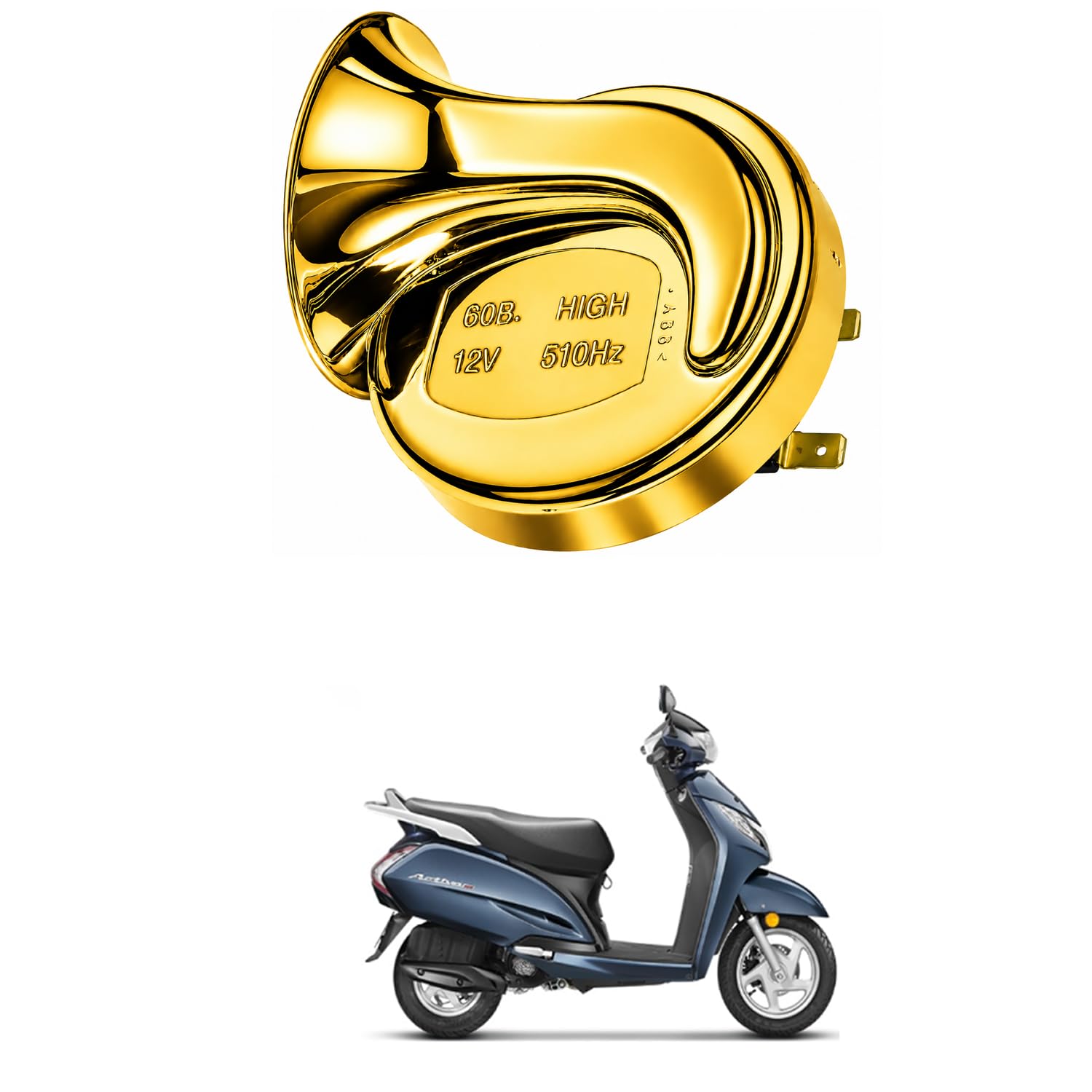 Universal 12V Snail Tweeter Horn 300dB Super Loud Waterproof Electric Horn, Premium Chrome Finish, Heavy Duty Brass Terminals for Car, Bike, Truck, SUV Comfortable With Act-iva 3G-image-42