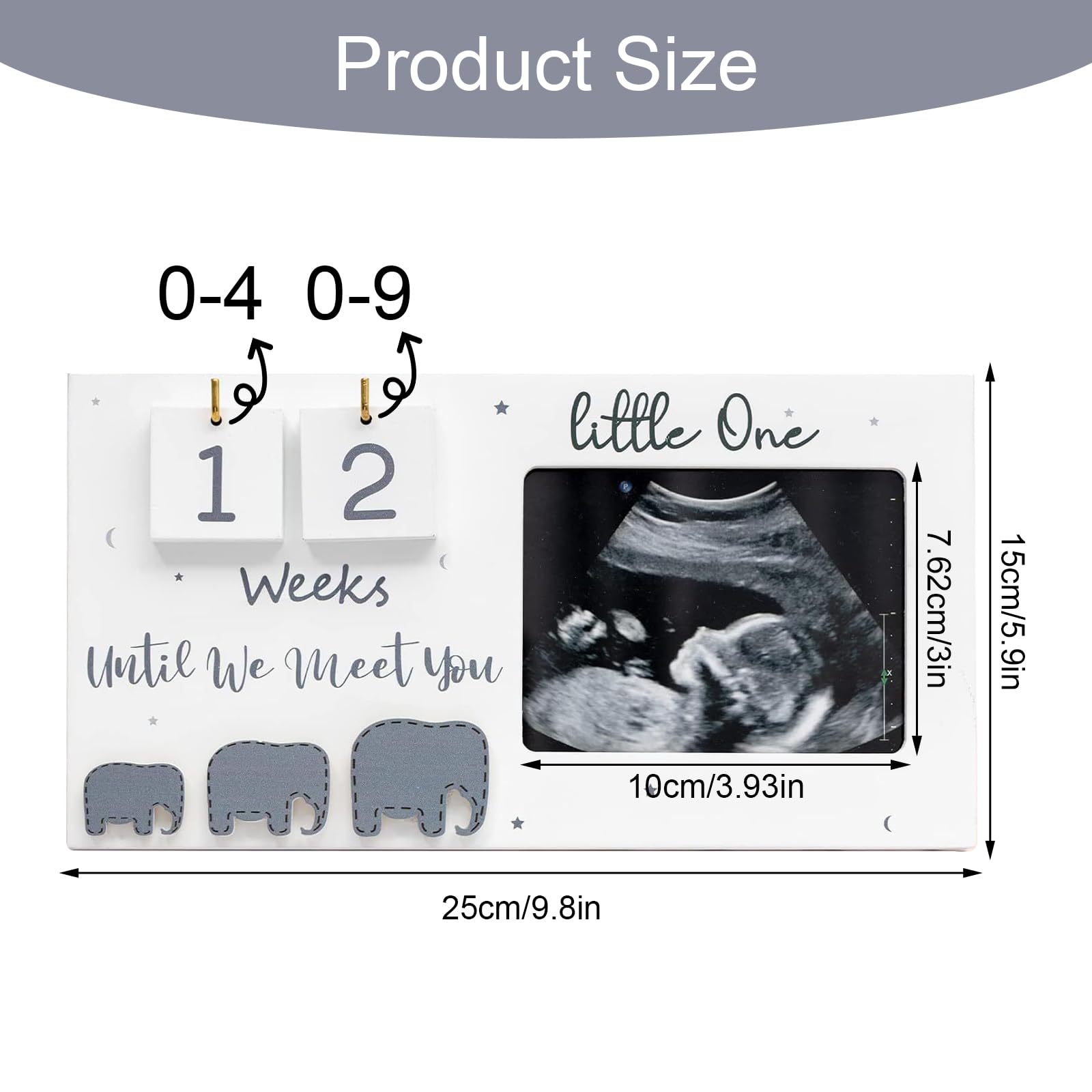 Wooden Baby Scan Photo Frame with Countdown Calendar Ideal Pregnancy Announcement Mum to Be Gifts Gender Reveal First Year Photos Frames - Image 3