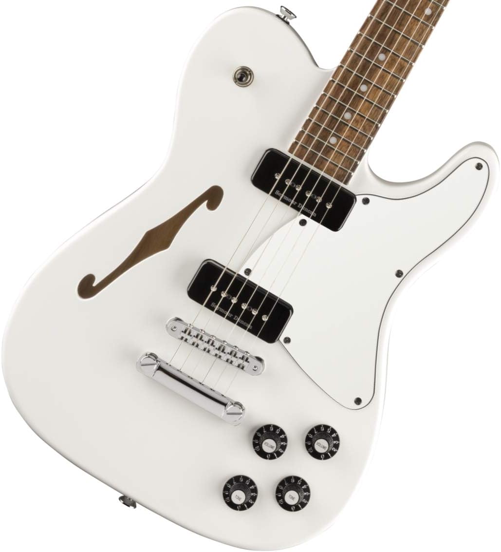 Fender Jim Adkins JA-90 Thinline Telecaster Electric Guitar, White, Laurel Fingerboard