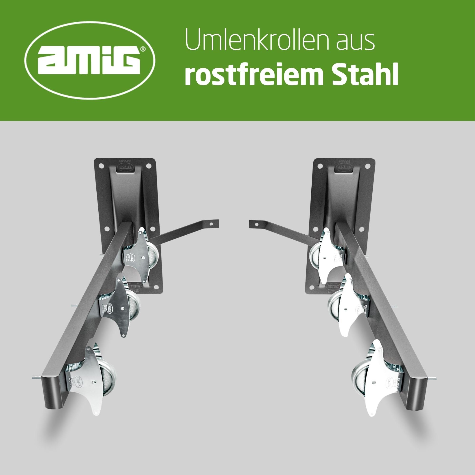 Amig - Seitlicher Wandwäschetrockner Mod. 3 - Wäschespinne mit 2 Armen und 6 Edelstahlrollen - Für 3 Leinen - Epoxidbeschichtung - Für den Außenbereich - 450 mm - Befestigungszubehör - Farbe Schwarz