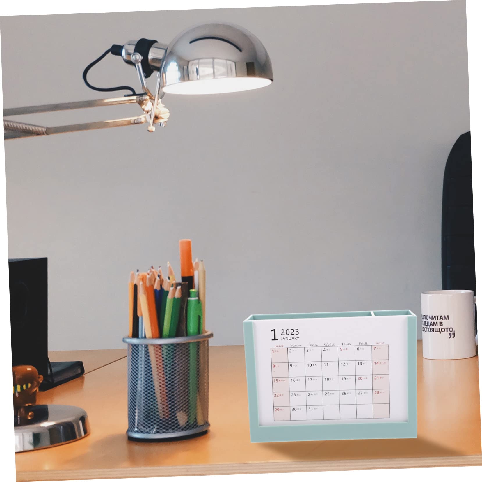 Lurrose 4 Stück 2023 2023 Stifthalter-Tischkalender Schreibtisch-Container die Büro-Schreibtisch-Dekoration storage boxes aufbwahrungs-box kalender einfacher Tischkalender p.s