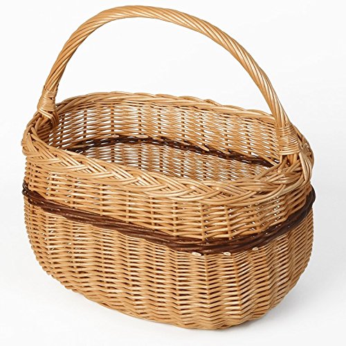 WEIDENPROFI Weidenkorb, Einkaufskorb aus Weide 2-farbig, oval (LxBxH) ca. 44 x 28 x 24 cm, inkl. Tragebügel 43 cm hoch Cover