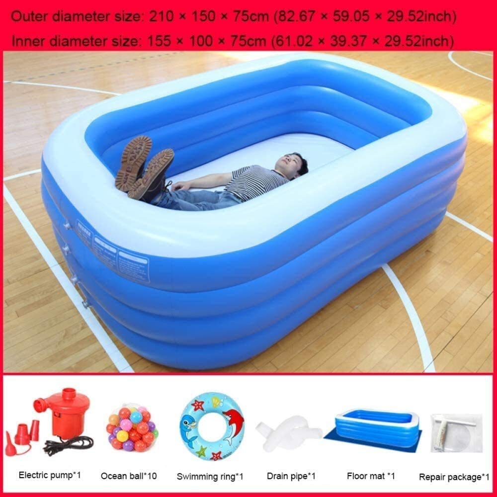 FEE-ZC Summer Portable Adult Inflatable Pool Inflatable Baby Swim Ring With Electric Air Pump Water Play Center Kids Inflatable Paddling Pool (Size : 260×160×75cm)