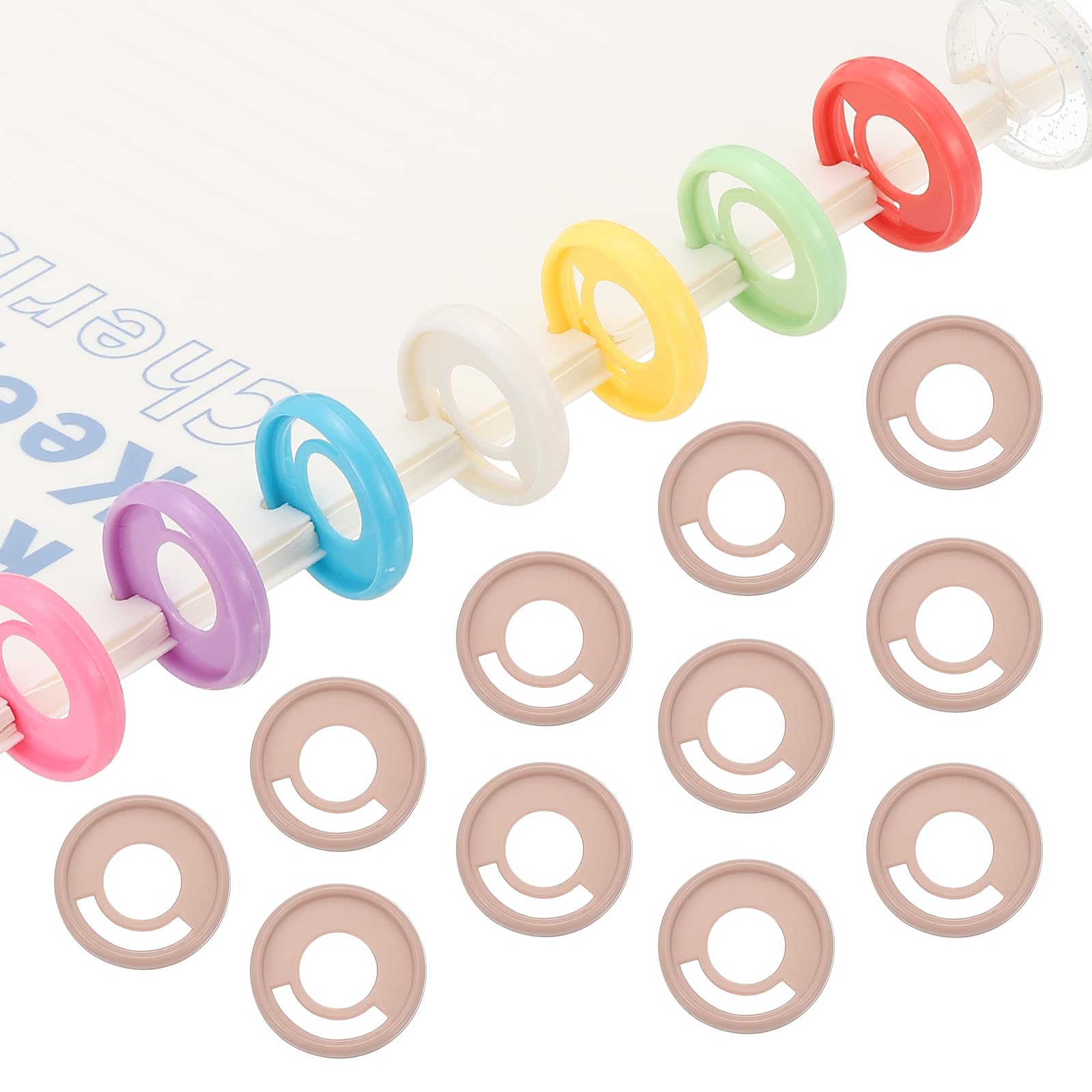 PATIKIL 28mm 1.1" Plastic Round Book Binding Discs, 22 Pcs Discbound Expansion Discs Pen Insertable Plating Round Binder Rings for DIY Notebook