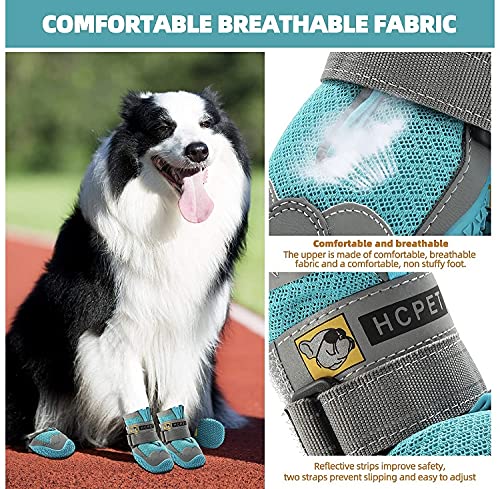 Image of PETANGEL HCpet Dog Boots for Hardwood Floor | Breathable Shoes | Booties With Reflective Anti-Slip Sole | Outdoor Paw Protectors With Rubber Soles for Hiking and Running (Size: 5)