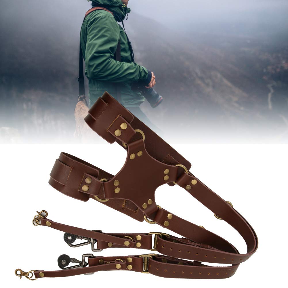 Doppel Kameragurt Leder verstellbar f¨¹r 2 Kameras Brustgurt mit Schulterpolster Hochwertig Robust Fotografie Ausr¨¹stung Digital Kamera Zubeh?r Soft Komfortabel
