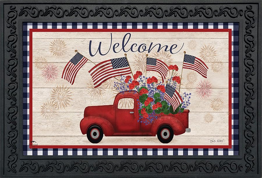 Stars and Stripes Truck Patriotic Doormat