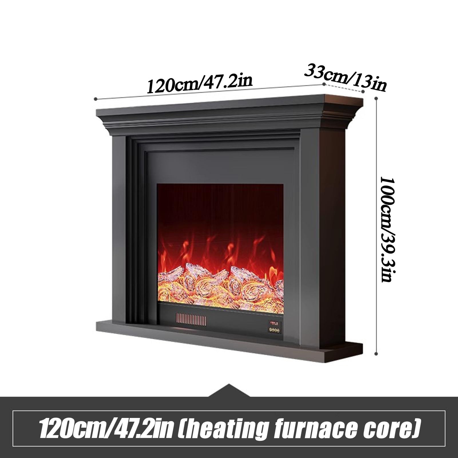 Stufa per camino elettrico, vetrina, porta TV per camino | Resina Simulazione Legno Carbonio Effetto Fiamma 3D, Soggiorno/foyer/camera da letto(Heating stove,120cm/47.2in)