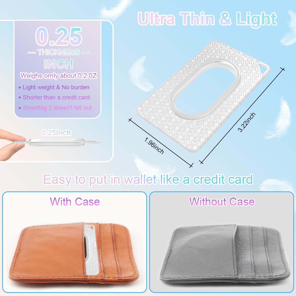 BIQIRE Custodia Portafoglio Per Galaxy SmartTag2 (2 Pezzi) - TPU Morbido, Sottile, Formato Carta