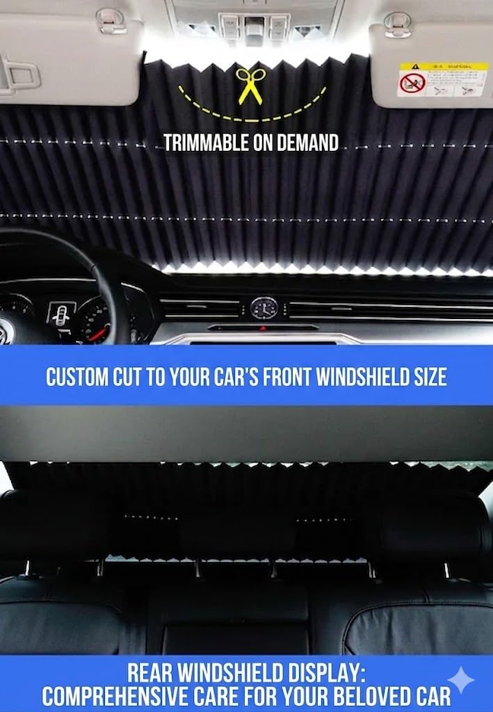 Tenda a Rullo Parasole Parabrezza Retrattile per Dacia Jogger Hybrid 140 2023-2026, Accessori Auto, Pellicola in Alluminio Riflettente Protezione Raggi UV,80cm