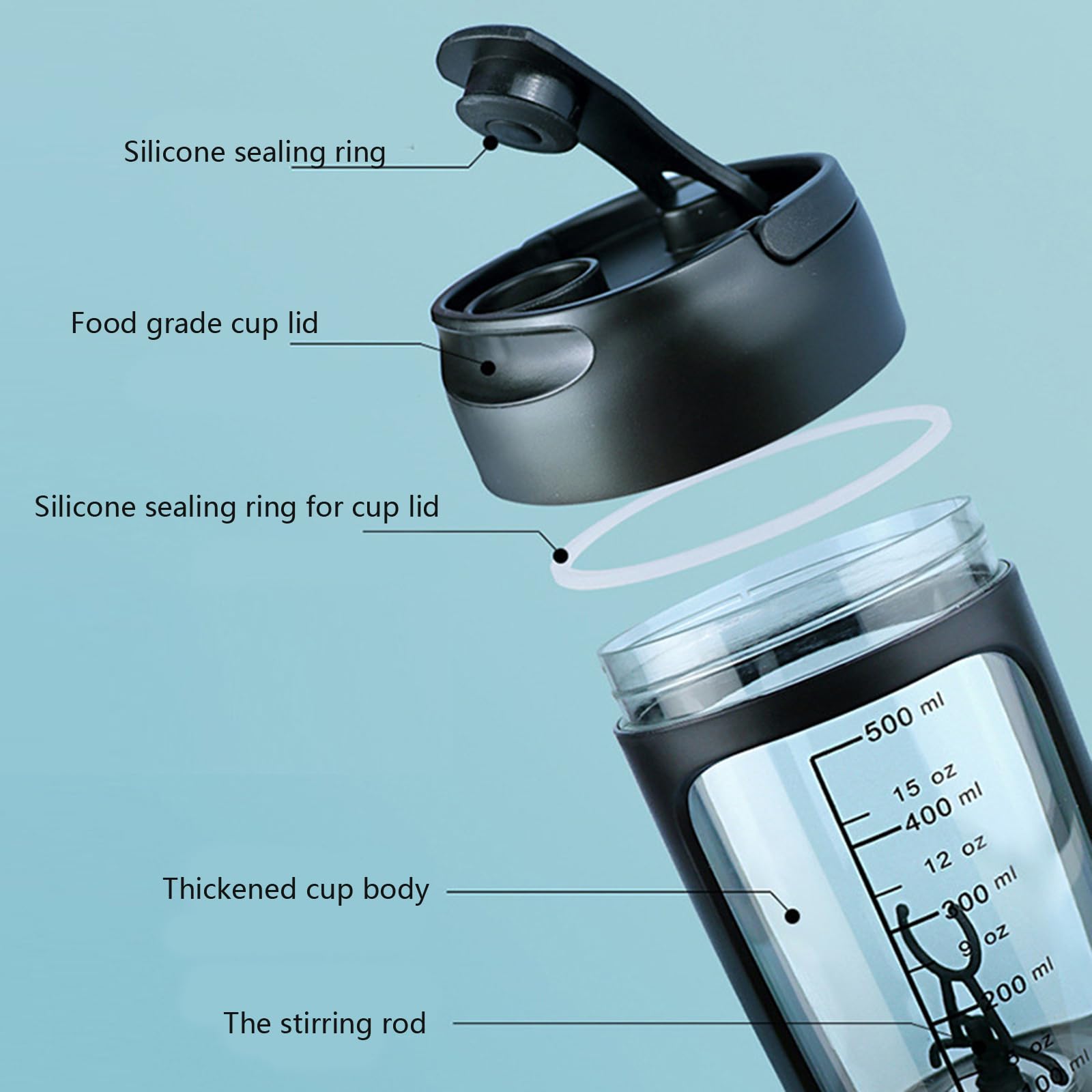 Shaker elettrico con scomparto in polvere 650ml Shaker Protein Shake ricaricabile Protein Mixer Shaker Proteine Shake Proteine Shake